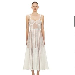 Self-Portrait NWOT WHITE LACE PANEL CORSET MIDI
DRESS Size US10 UK14